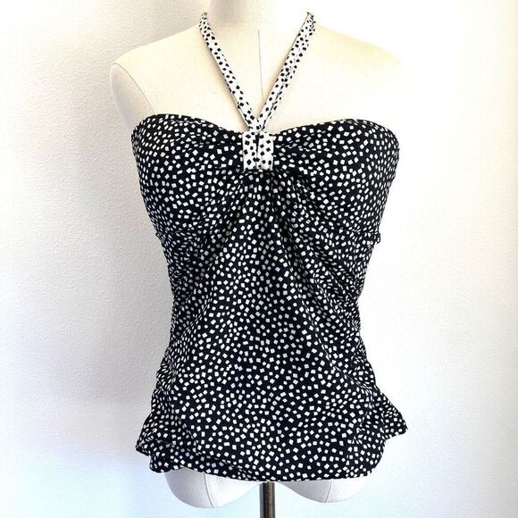 24th & Ocean Black and White Tankini Swimsuit Top Size XL - Picture 1 of 13